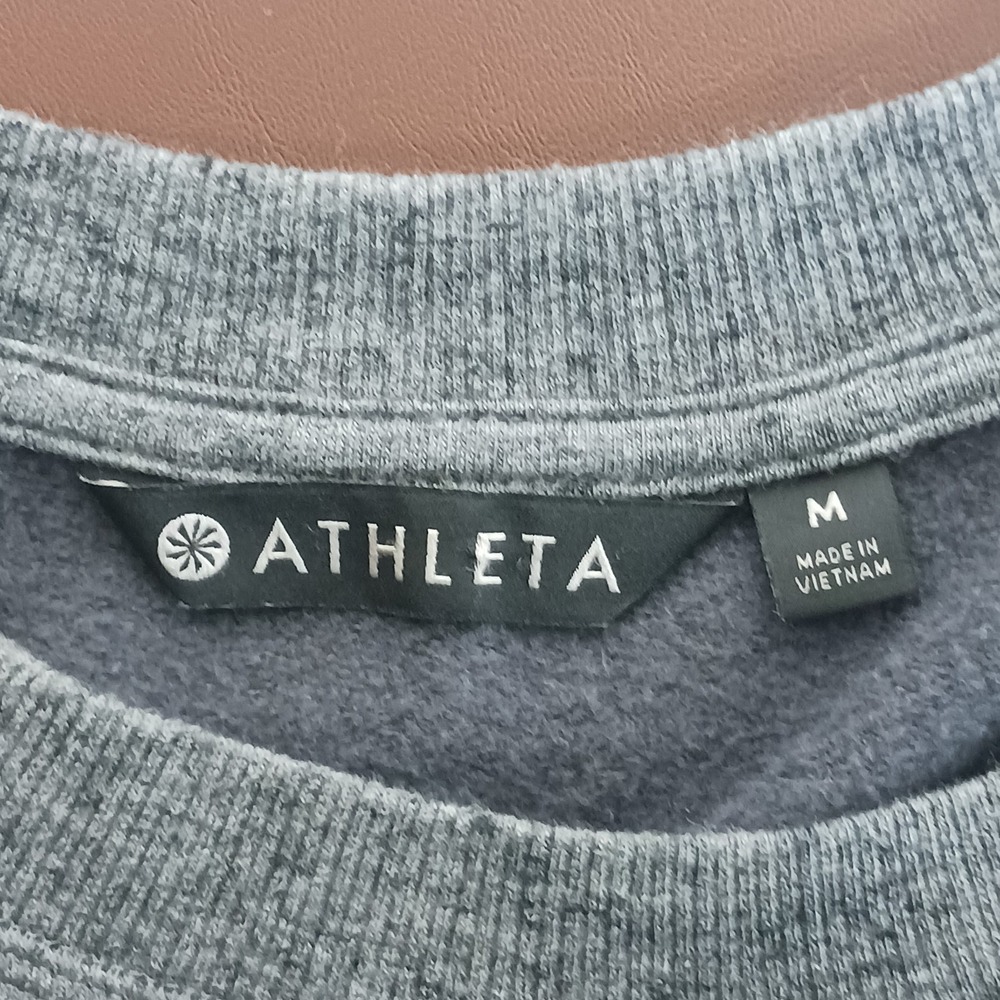 Athleta Sweater Women's Medium Gray Long Sleeve Ribbed Cuff High Low Round Neck - Picture 7 of 9